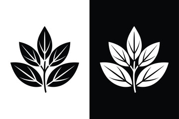 Fresh and Flavorful. Basil Leaf Icon Silhouette Design