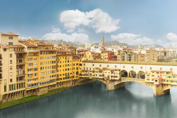 Naklejka premium Panoramic view of Florence with the Arno River