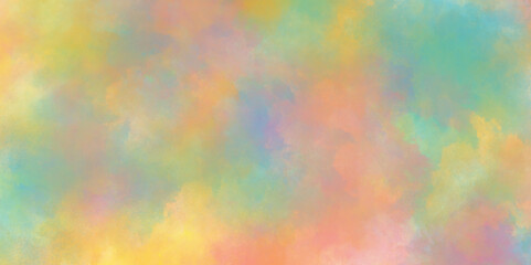 Abstract colorful and bright painted watercolor background design, Watercolor paper texture background with cloudy stains and splashes, multicolor pastel rainbow gradient colors watercolor grunge.
