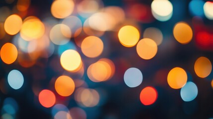 Fototapeta premium Abstract Bokeh Photography: Colorful Lights and Blurry Circles, Festive Night Scene