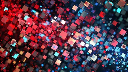 Abstract background with blue and red squares