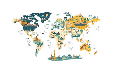 Obraz premium World map, a simple vector graphic design on a white background