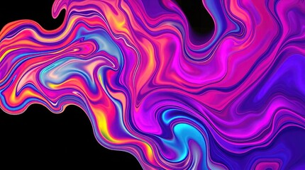 abstract fluid form in vivid electric colors, half negative space, ,