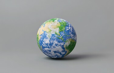 3D cartoon clay icon of the Earth, in blue and green colors, earth day concept