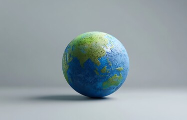 Fototapeta premium 3D cartoon clay icon of the Earth, in blue and green colors, earth day concept