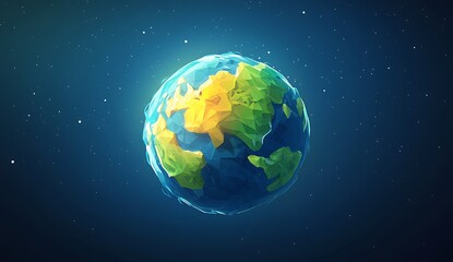 Fototapeta premium 3D cartoon planet Earth icon, blue background, earth day concept