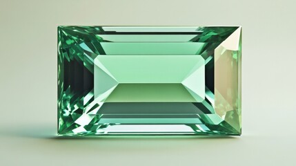 A green gemstone with a square shape