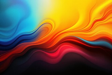 Obraz premium Abstract vibrant flowing wave pattern, colorful smooth gradient style, dark background, concept of energy and motion. Ai generative