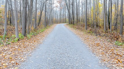 Obraz premium Autumnal Forest Path Gravel Road Fall Foliage Trees
