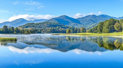 Fototapeta premium Serene Mountain Lake Reflection Breathtaking Landscape