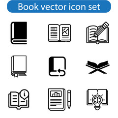 Book icons set vector art illustration on white background.
