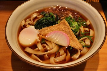 Japanese cuisine: kishimen udon noodles in Nagoya, Japan
