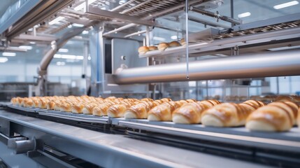 Automated facility efficiently manufacturing and packaging frozen croissants pies and other baked goods for large scale commercial distribution and supply