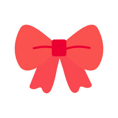 Red ribbon bow. Valentine's day, holiday celebration, love, romance, february concepts. Flat decorative vector design isolated illustration.