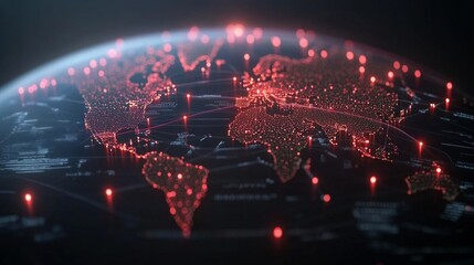 A globe with red dots on it