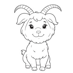 Goat line art vector on white background 