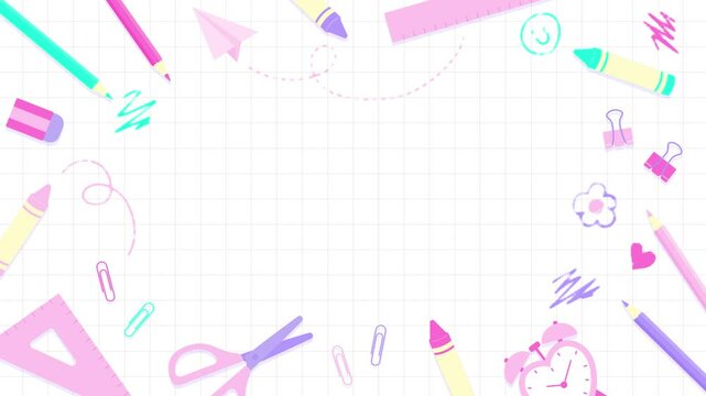 back to school background with hand drawing animation on a notebook