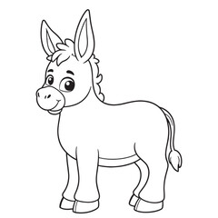 Donkey line art on white background 