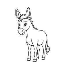 Donkey line art on white background 