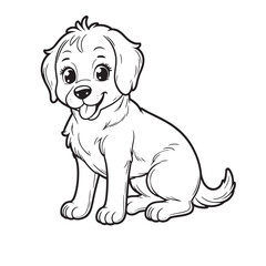Dog line art vector on white background 