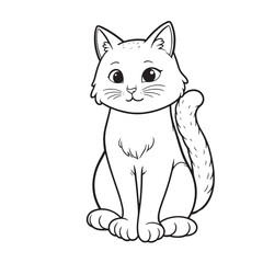 Cat line art vector on white background 