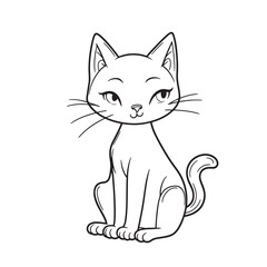 Cat line art vector on white background 
