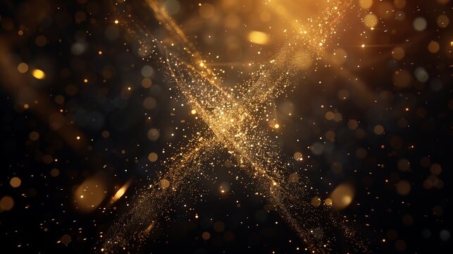 A pair of sparklers crossed in celebration, creating a golden X with bokeh fireworks in the distance - Powered by Adobe