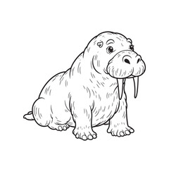 Sheep line art vector on white background