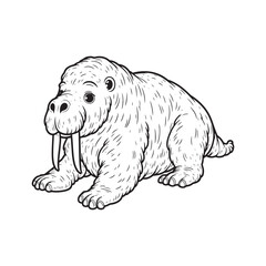 Walrus line art vector on white background