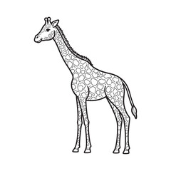 Giraffe line art vector on white background