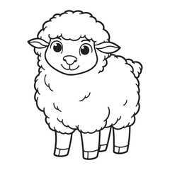 Sheep line art vector on white background