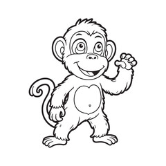 Monkey  line art vector on white background