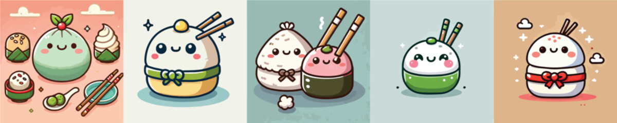 Collection of animated vector sushi from Japan