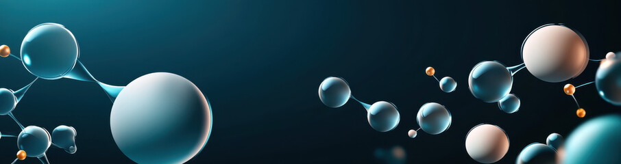 dynamic dark background featuring interconnected molecular structures with glowing spheres, creating futuristic and scientific atmosphere