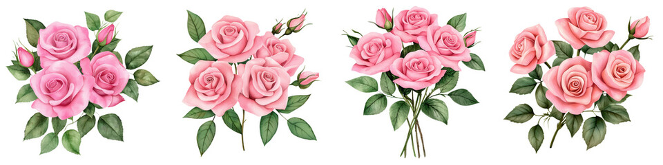 Fototapeta premium Mother day element, Bouquet of pink roses, floral arrangement, perfect for decoration, isolated on transparent background.