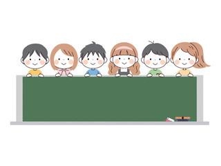 
子供たちと黒板フレーム