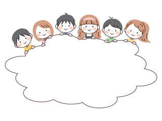 
子供たちともくもくふきだしフレーム
