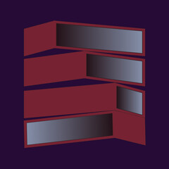 Set of maroon color empty box files vector art illustrations