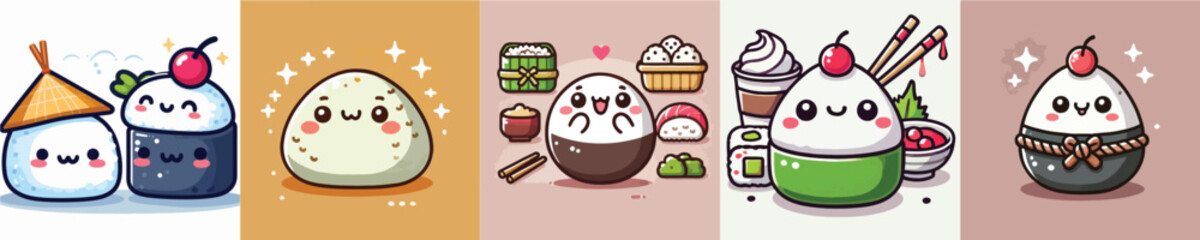 Collection of animated vector sushi from Japan