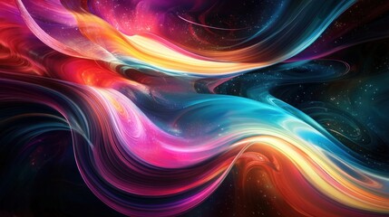 Fototapeta premium A digital abstract piece with vibrant, flowing patterns, creating a dreamlike and fantastical sense of wonder.