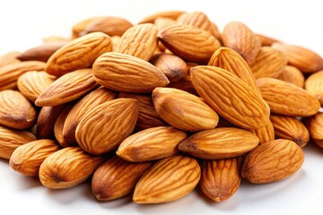 Fototapeta premium High-resolution image: Fresh almonds, isolated on white. A healthy, delicious snack.