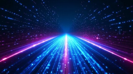 Fototapeta premium A blue and purple lighted path with many small lights