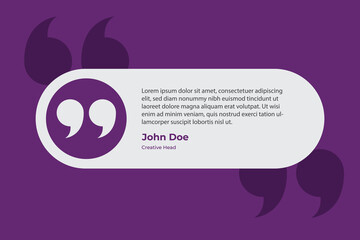 Minimalist Testimonial Card with Quotation Marks on Purple BackgroundPrint