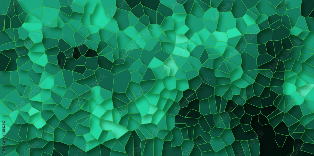 Poster seamless emerald green mosaic texture with geometric abstract design . perfect for backgrounds, digi
