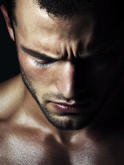 Obraz premium Portrait of a male face in pain