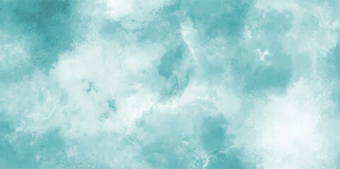 Abstract  Painting Hand drawn wet Trendy Watercolor Aqua Organic texture. Blue and white watercolor cloudy sky concept. Summer blue sky with fluffy puffy clouds in bright blue sky