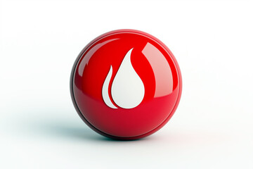 3D shiny red fire button against white