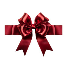 Fototapeta premium Elegant red satin ribbon bow Transparent Background.