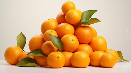A visually appealing arrangement of fresh juicy oranges and tangerines with their vibrant peels displayed on a clean white background  This natural