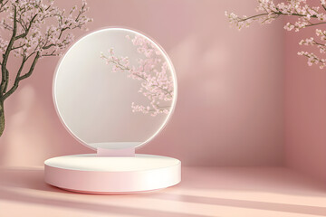 Background with podium for product presentation, branding or packaging. 
